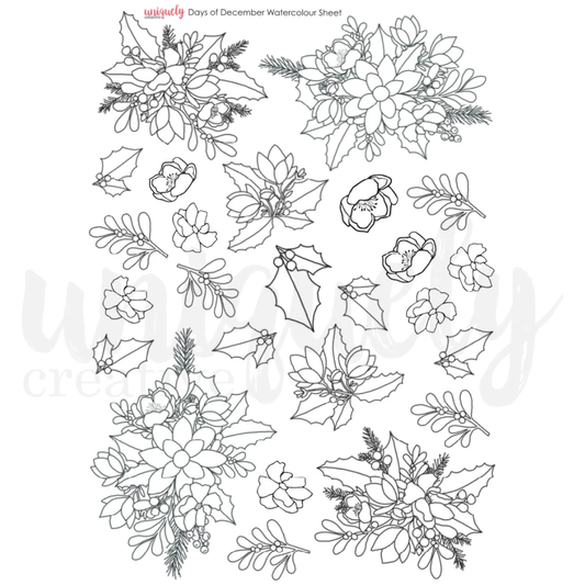 Uniquely Creative - Days of December Watercolour Cut-a-part Sheet