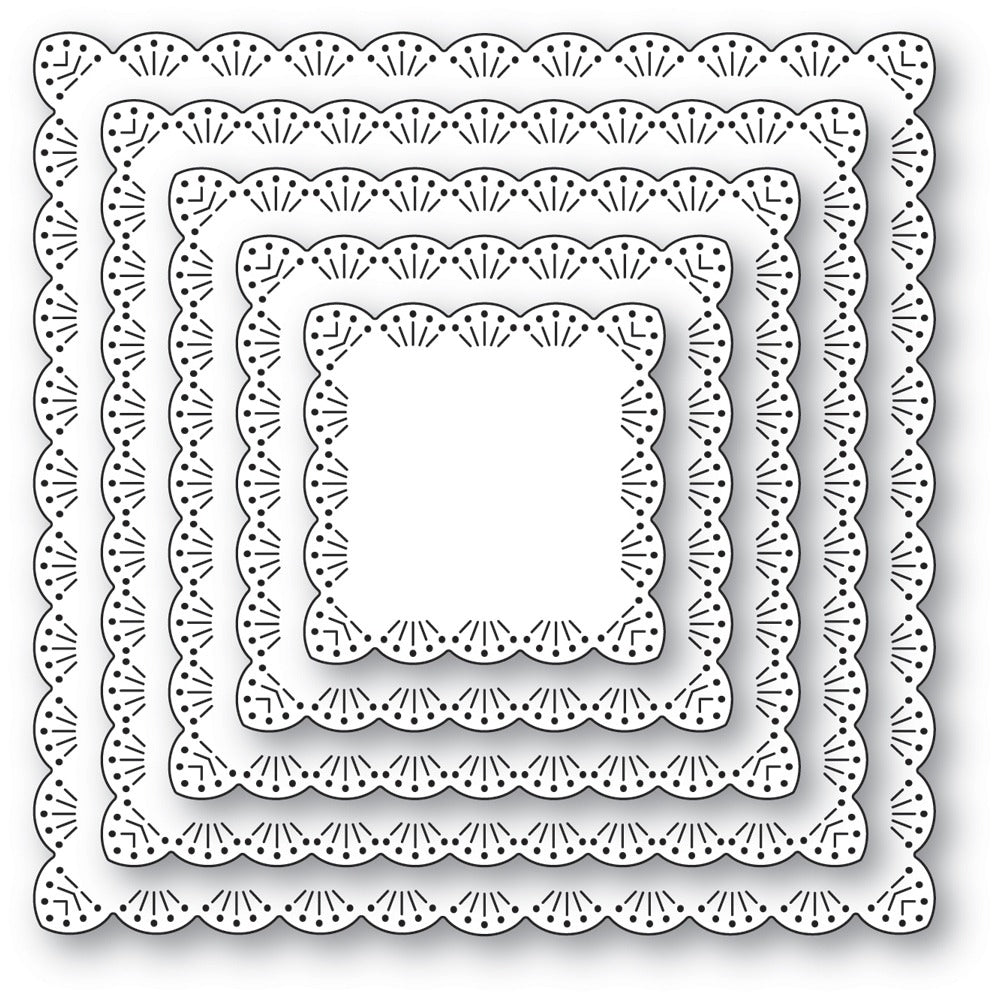 Memory Box - Fan Stitch Scalloped Square Frames Die Set