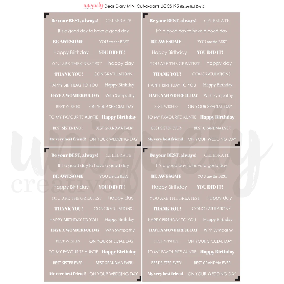 Uniquely Creative - Dear Diary - Mini Cut-a-part Sheet