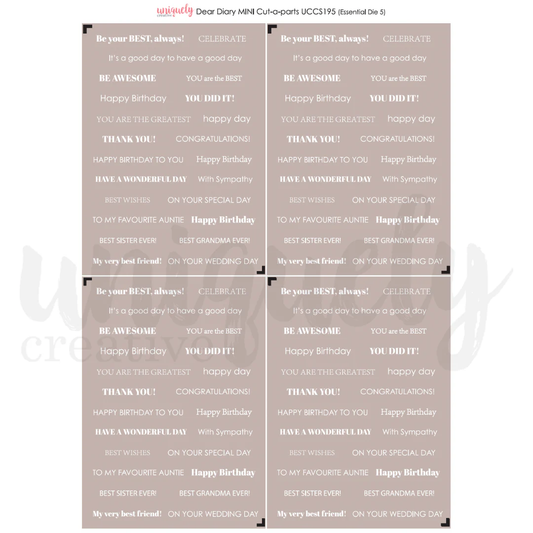 Uniquely Creative - Dear Diary - Mini Cut-a-part Sheet