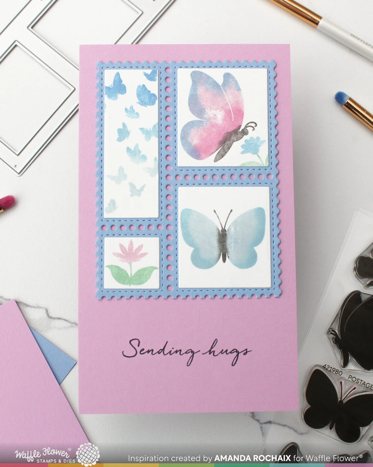 Waffle Flower - Postage Collage - Mini Slimline Blocks Die