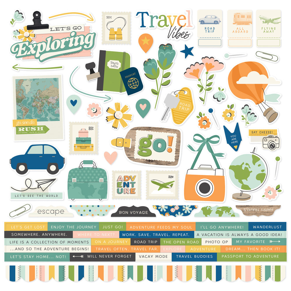 Simple Stories - Happy Travels - Cardstock Sticker Sheet