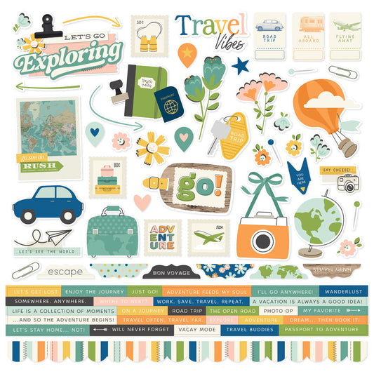 Simple Stories - Happy Travels - Cardstock Sticker Sheet