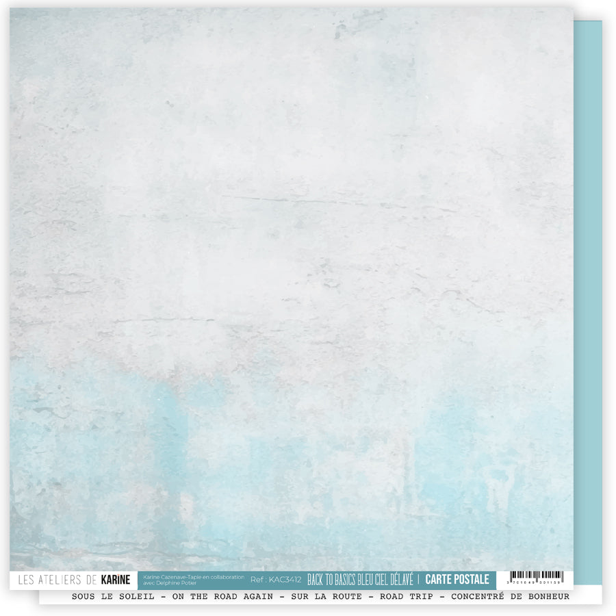 Les Ateliers de Karine - Carte Postale - Solid Cardstock: Waded Sky Blue