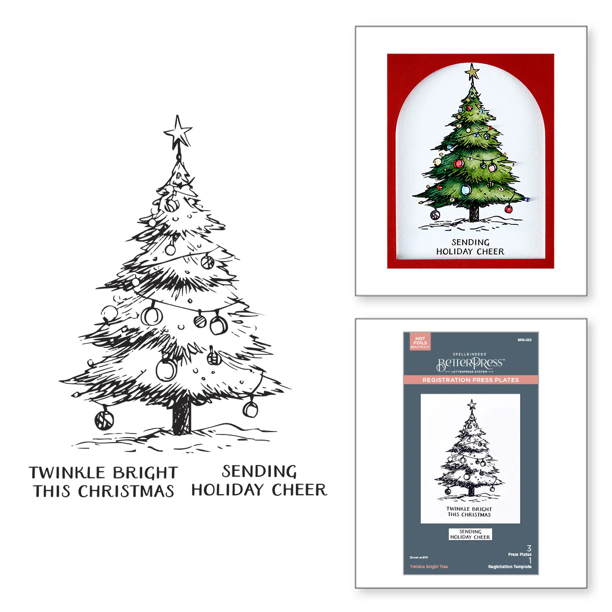 Spellbinders - BetterPress - Twinkle Bright Tree Registration Press Plates