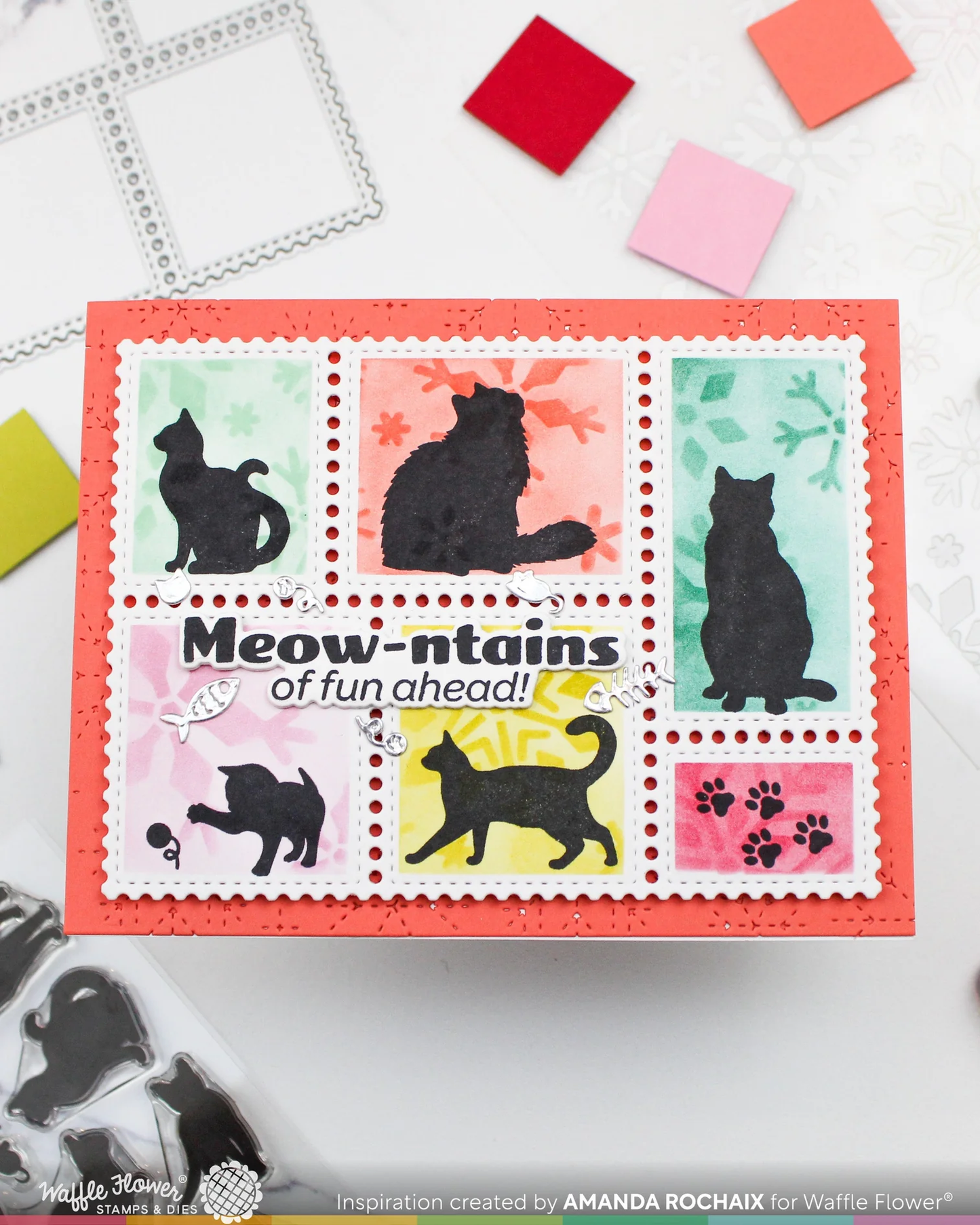 Waffle Flower - Postage Collage - Cat Silhouettes Stamp Set