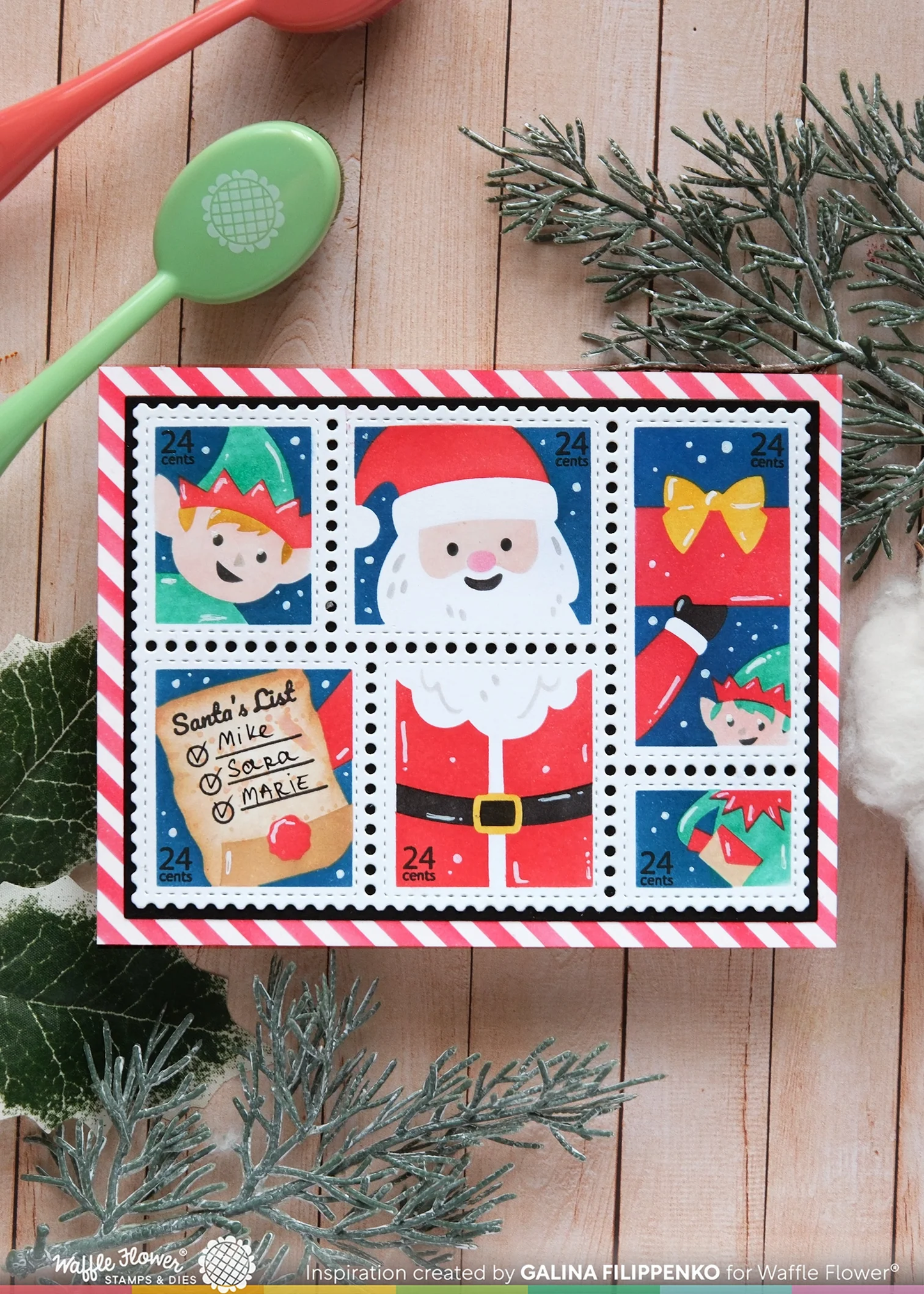 Waffle Flower - Postage Collage - Dear Santa Stencil Set