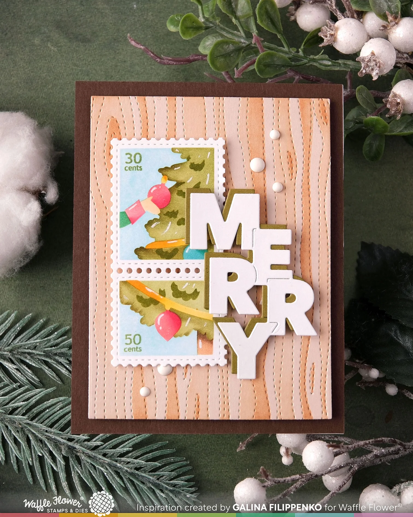 Waffle Flower - Overlapping Vertical Merry Word Die