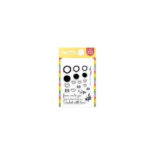 Waffle Flower - Postage Collage - Mini Seals Stamp & Die Bundle