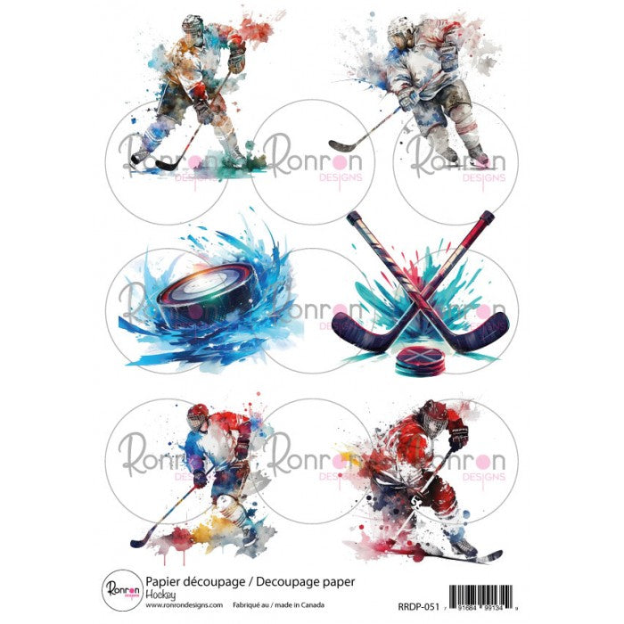 RonRon Designs - Rice Paper - Hockey