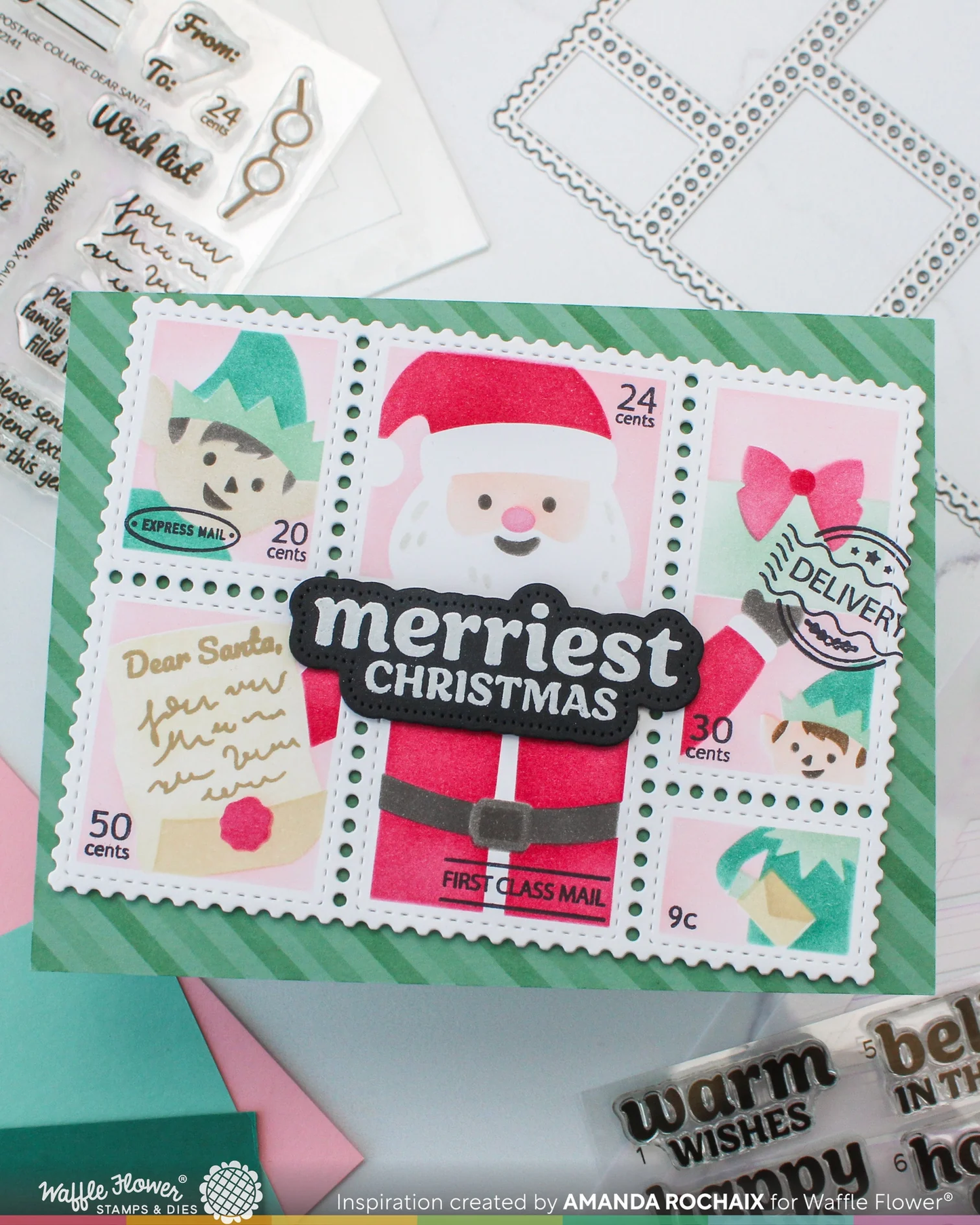 Waffle Flower - Postage Collage - Dear Santa Stencil Set