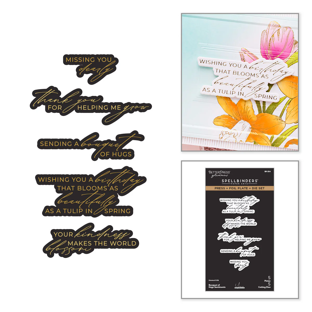 Spellbinders - Bouquet of Hugs Sentiments Press + Foil Plate & Die Bundle