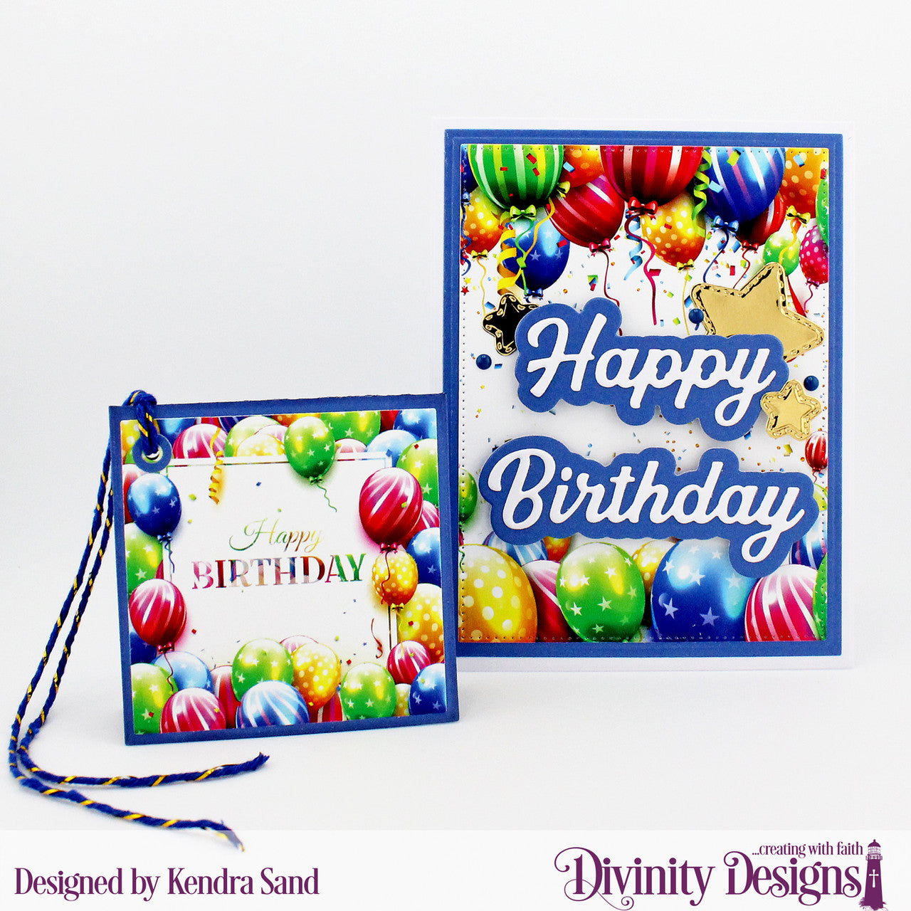 Divinity Designs - Birthday Balloons Gift Tag Card Fronts