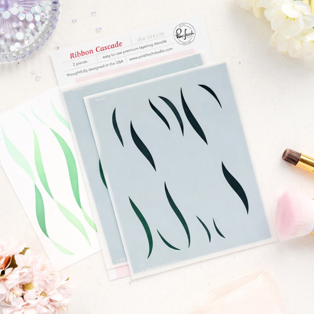 Pinkfresh - Ribbon Cascade Stencil