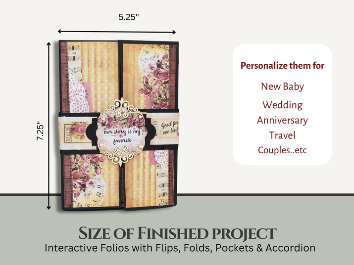 CrafTreat - Blank Precut Album Base - FlipFlap Gatefold: Black & Kraft