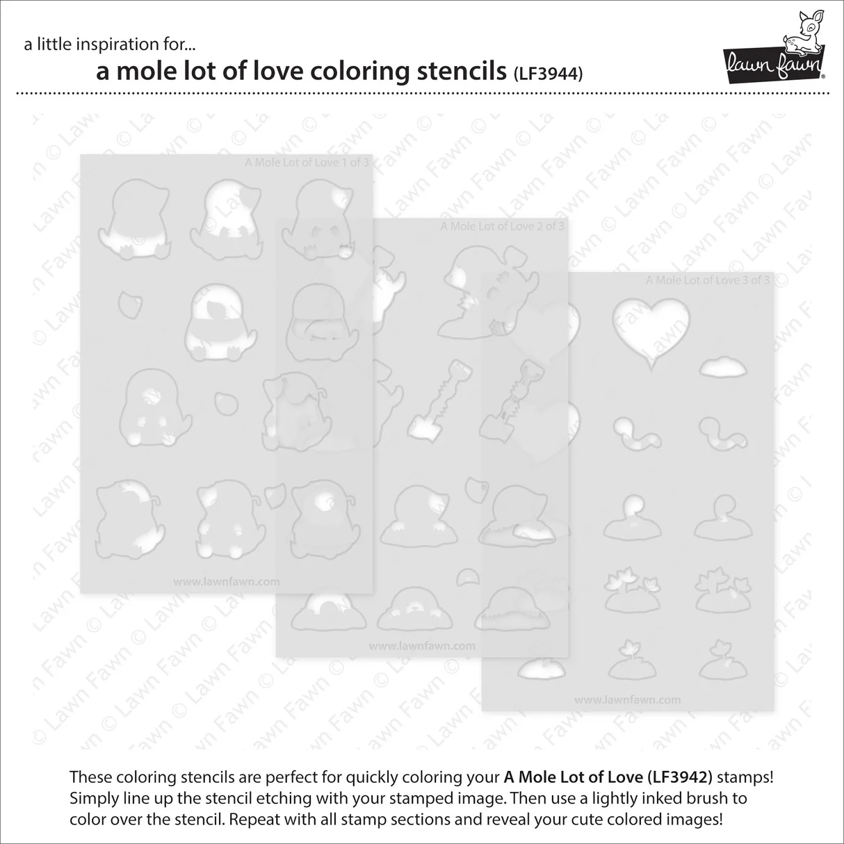 Lawn Fawn - A Mole Lot of Love Stamp, Die & Stencil Bundle