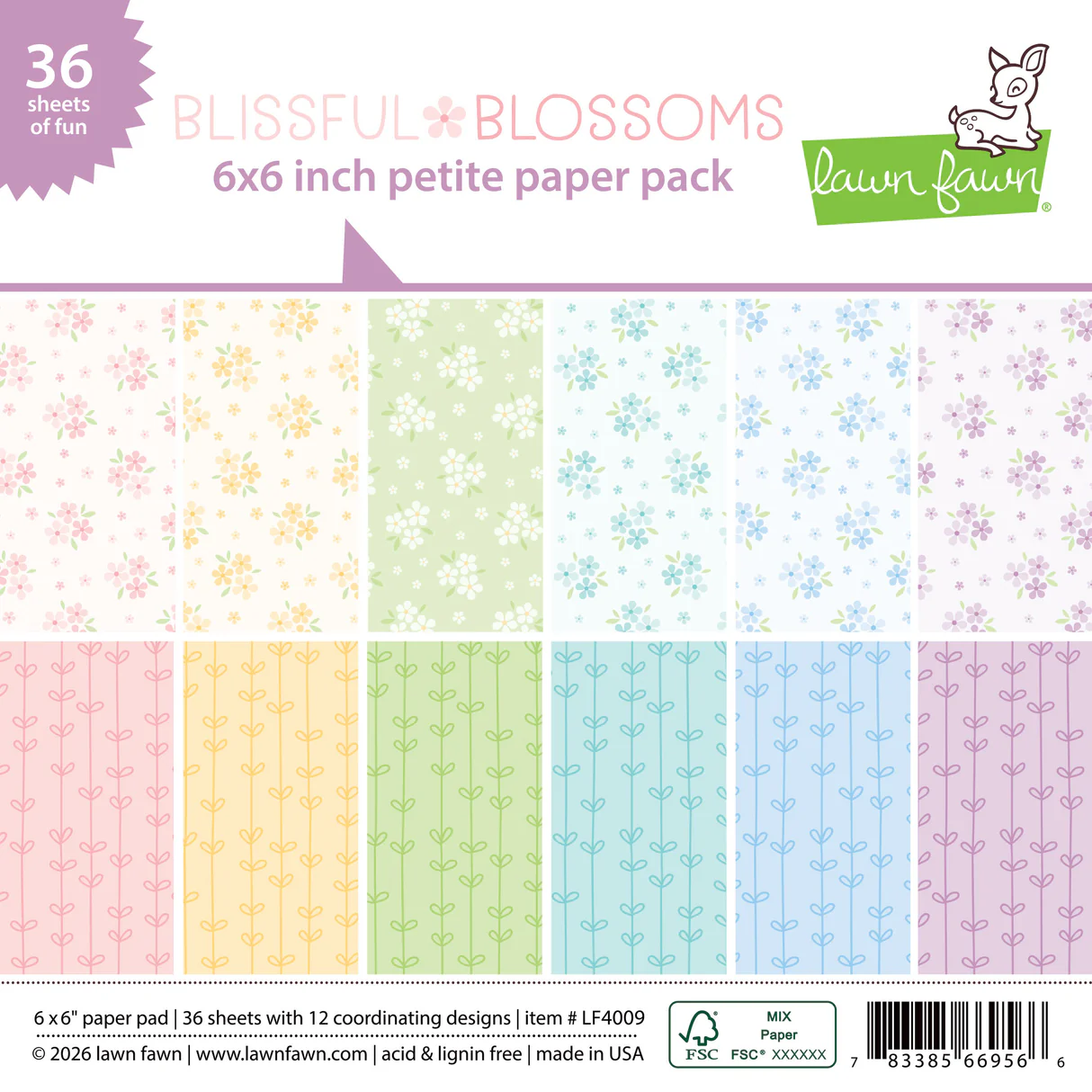 Lawn Fawn - Blissful Blossoms Petite Paper Pack