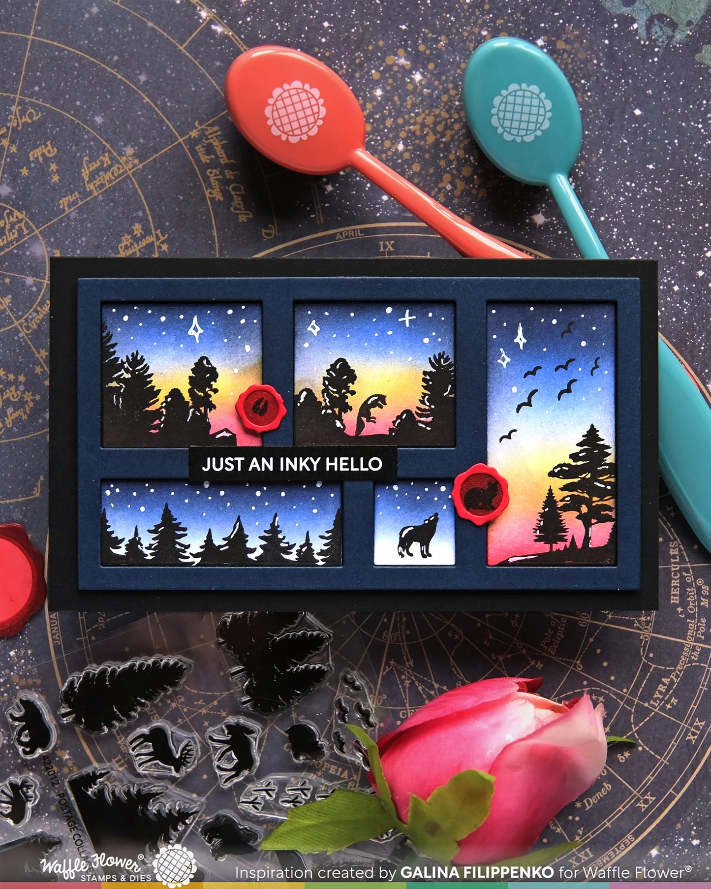 Waffle Flower - Postage Collage - Forest Sunset Stamp Set