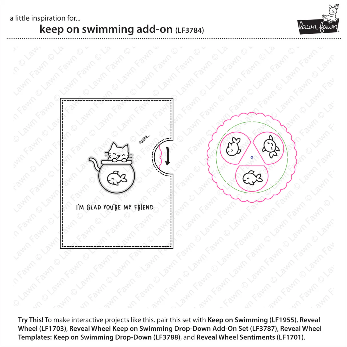 Lawn Fawn - Keep On Swimming Add-On Stamp, Die & Stencil Bundle