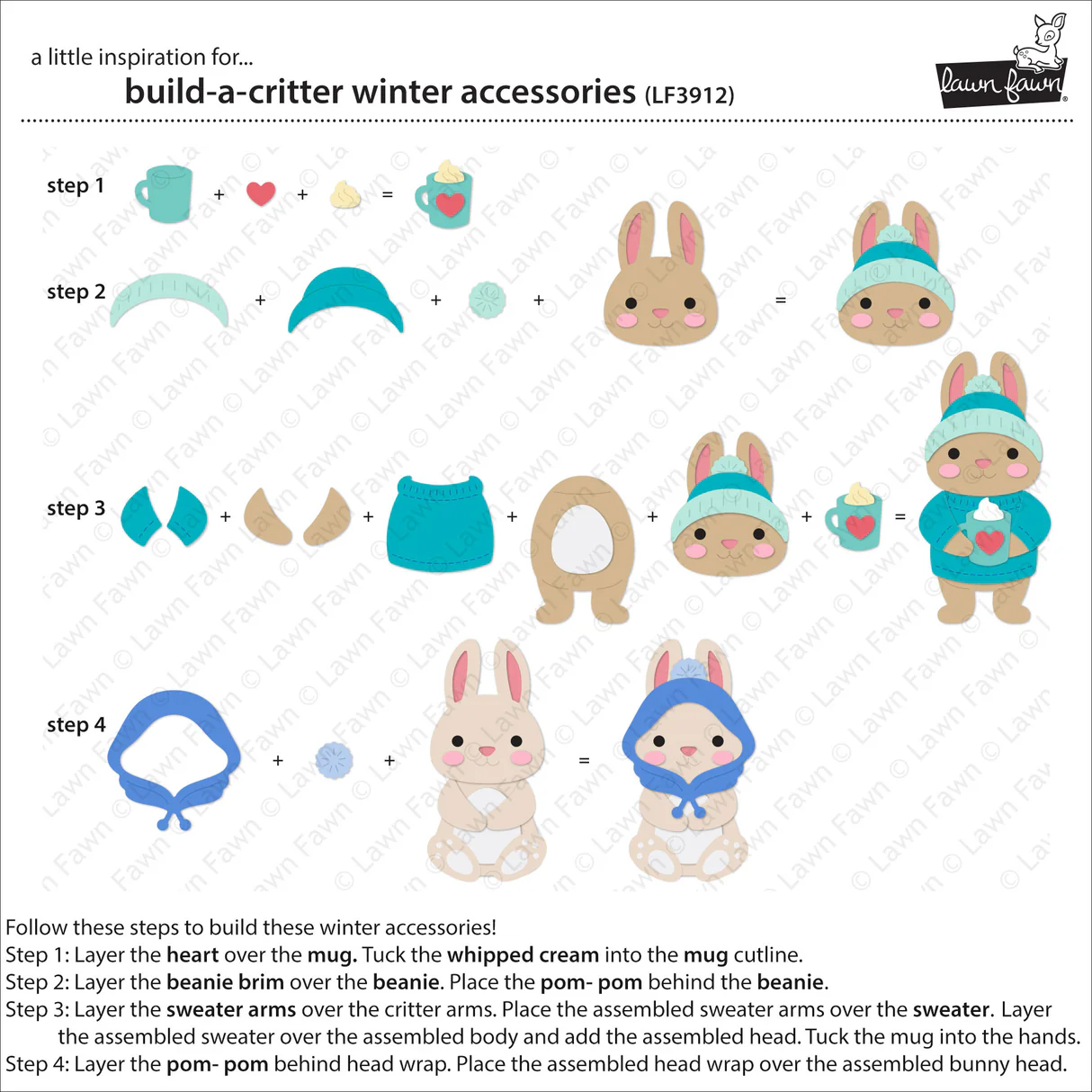 Lawn Fawn - Build-A-Critter Winter Accessories Die Set
