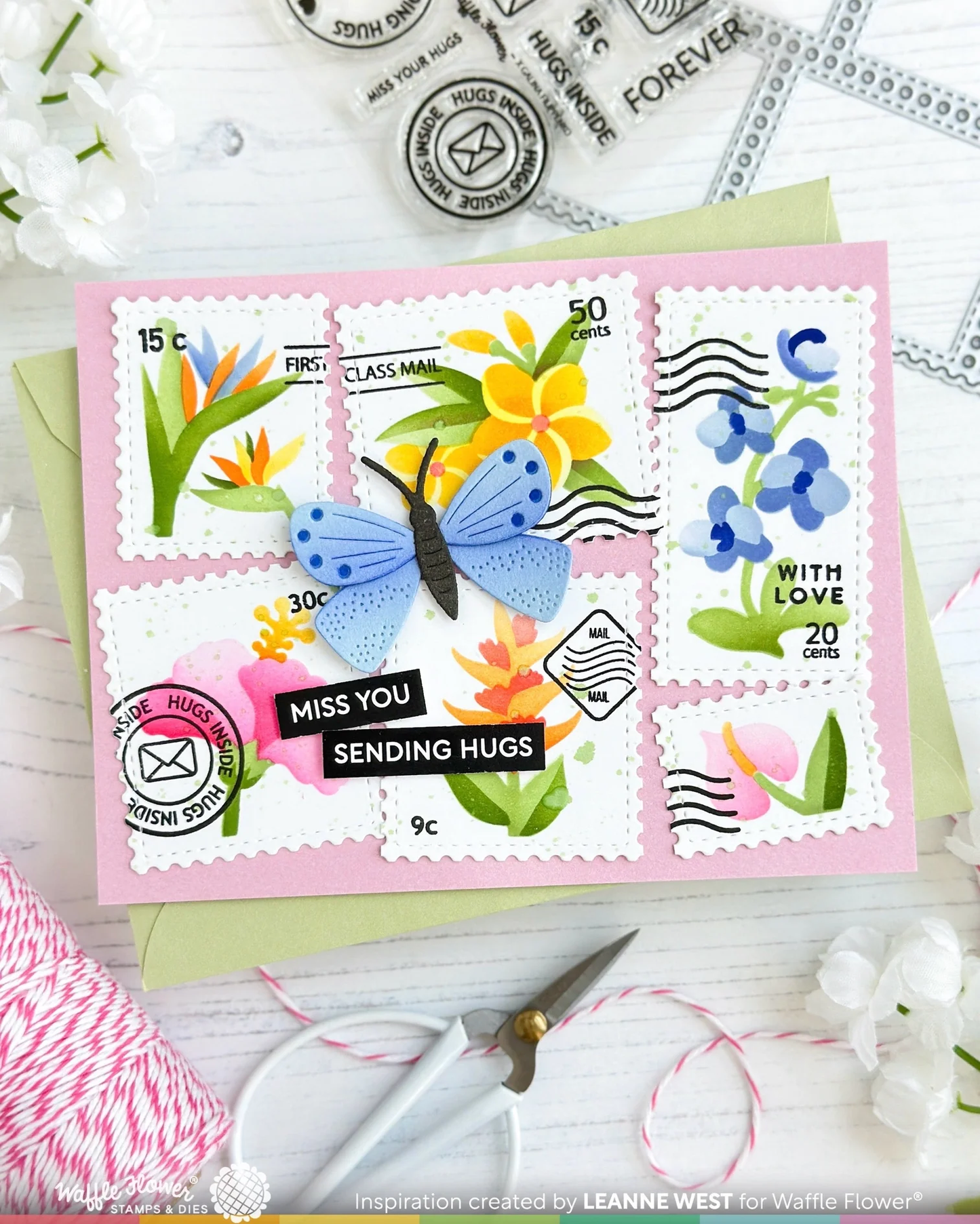 Waffle Flower - Postage Collage - Tropical Flowers Stencil Set