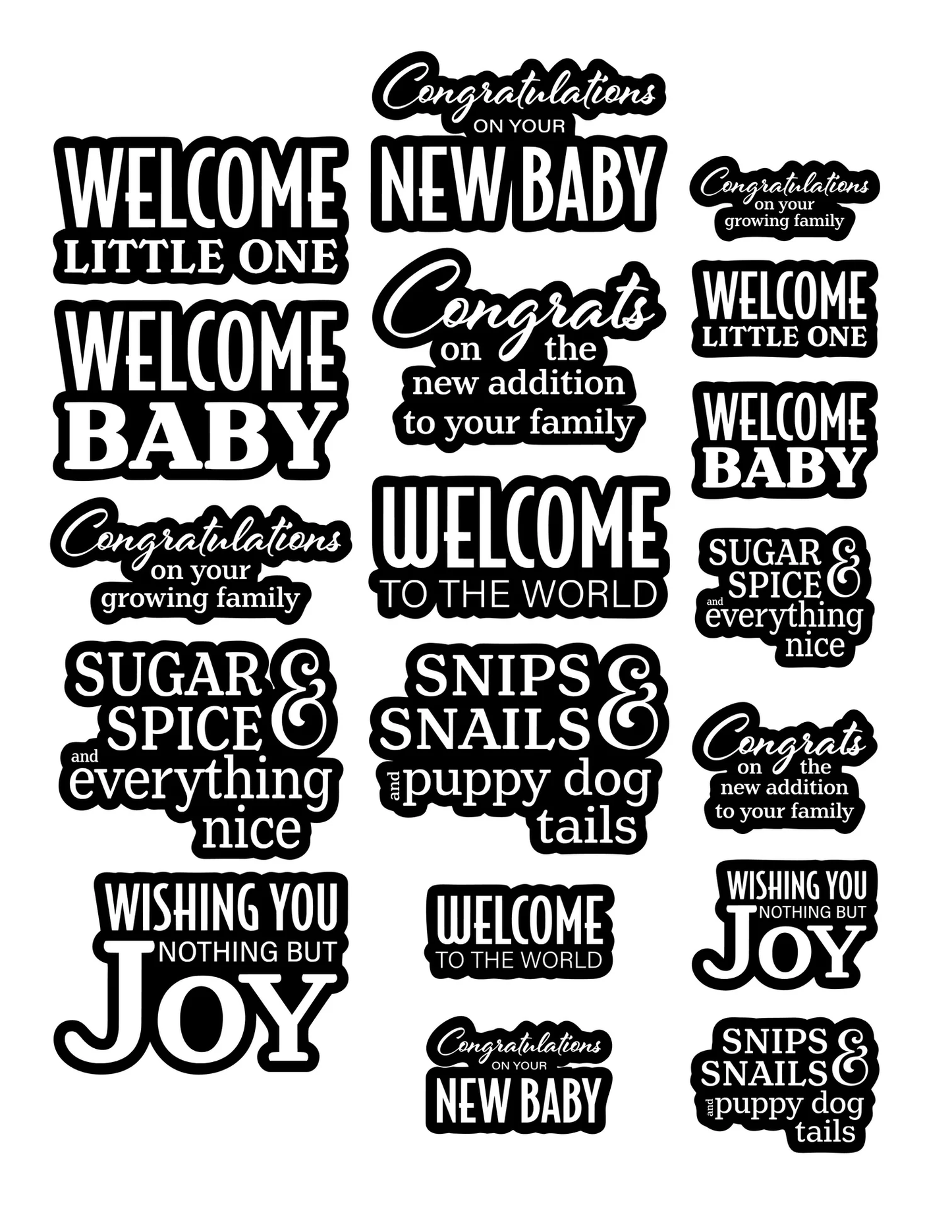 Simply Stated - Ephemera Pack - Baby Reverse Sentiments