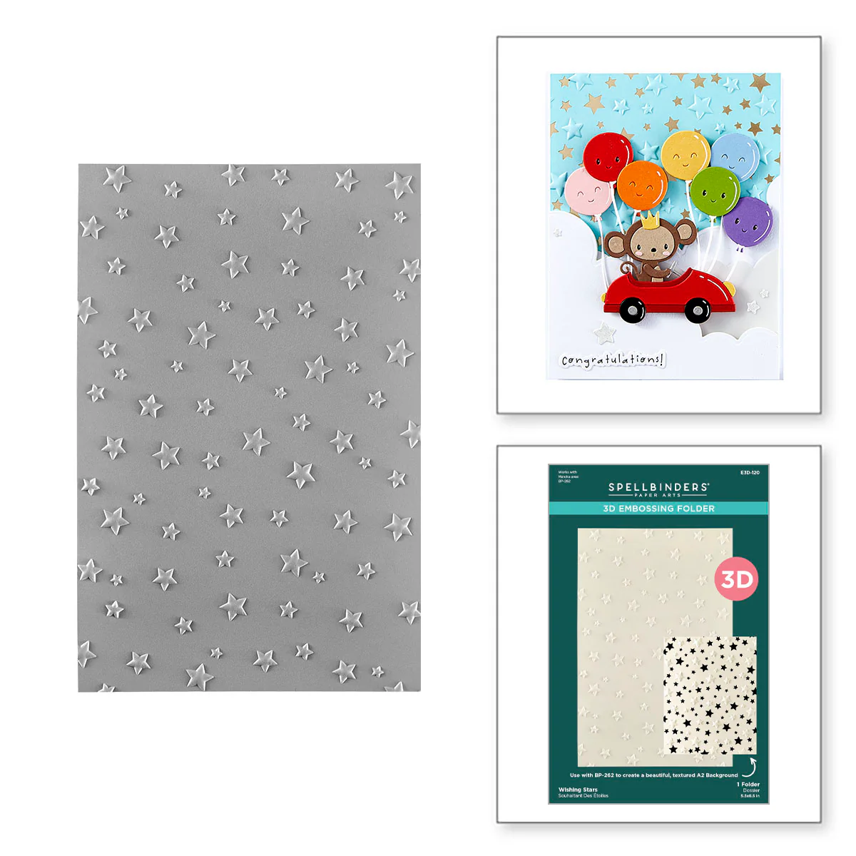 Spellbinders - 3D Embossing Folder - Wishing Stars