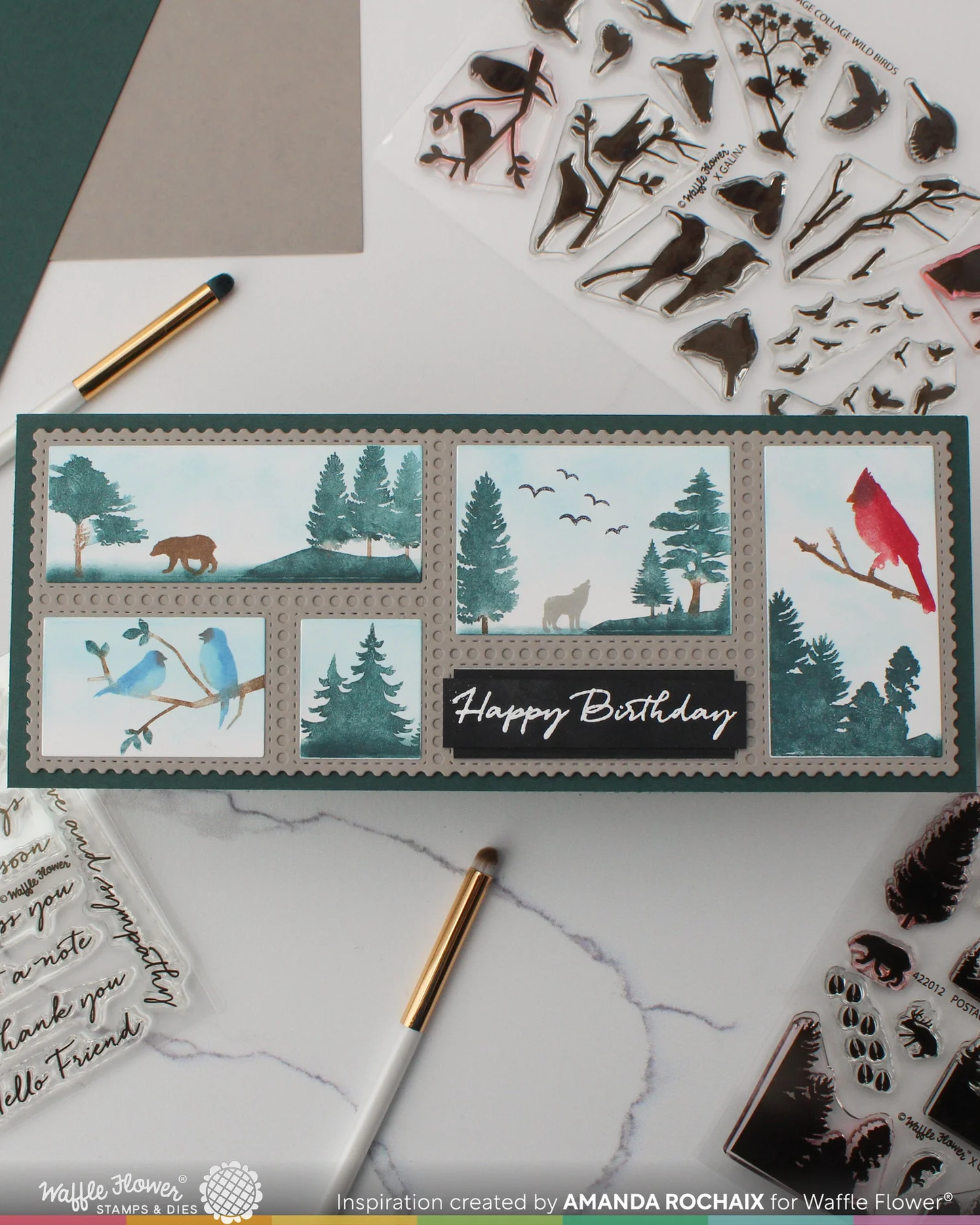 Waffle Flower - Postage Collage - Forest Sunset Stamp Set