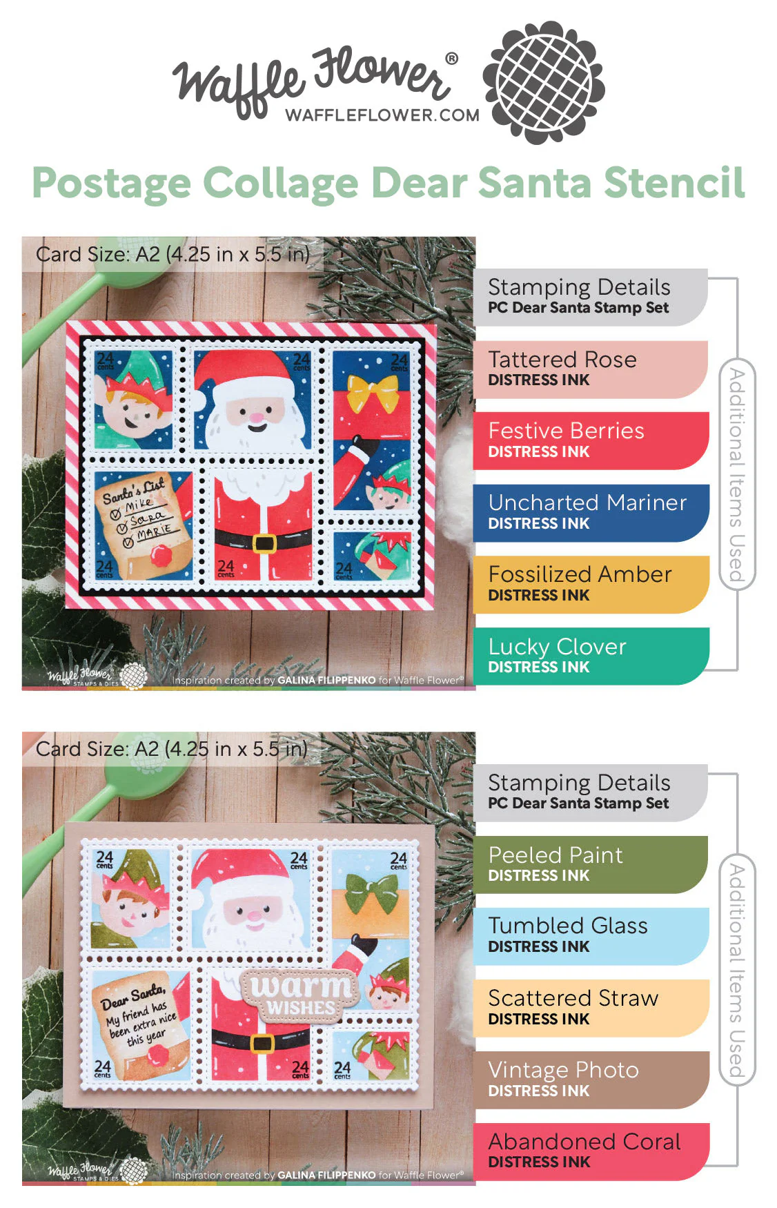 Waffle Flower - Postage Collage - Dear Santa Stencil Set