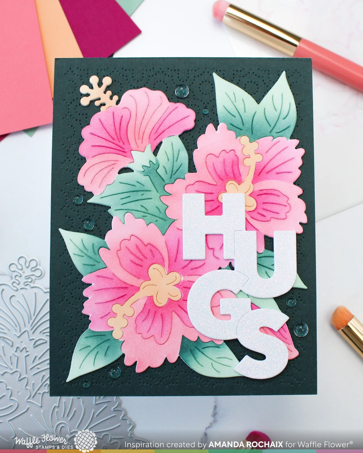 Waffle Flower - Overlapping Vertical Hugs Word Die