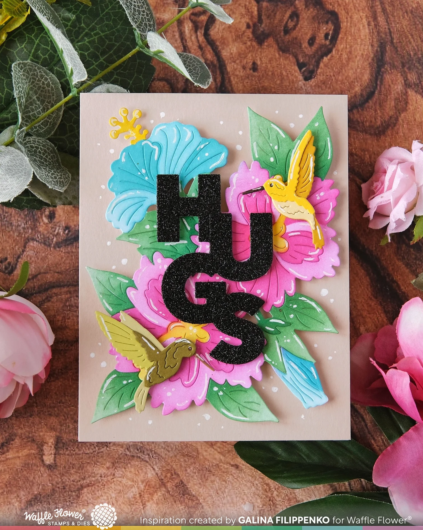 Waffle Flower - Overlapping Vertical Hugs Word Die