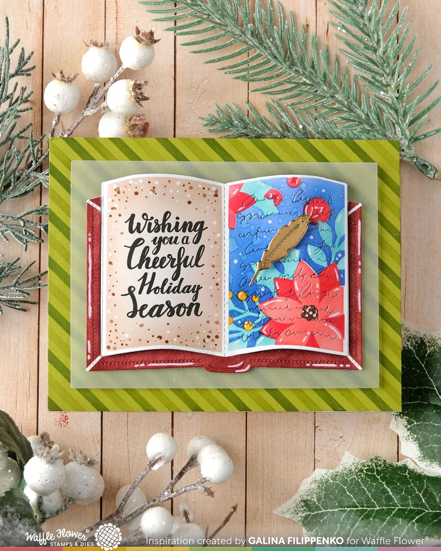 Waffle Flower - Open Book Poinsettia Stencil