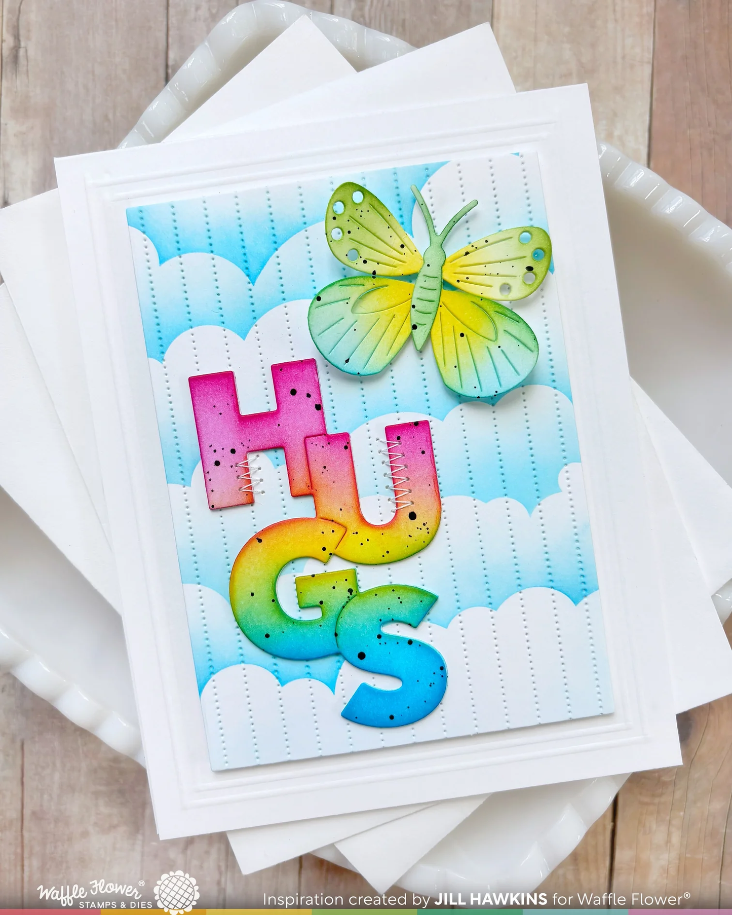 Waffle Flower - Overlapping Vertical Hugs Word Die