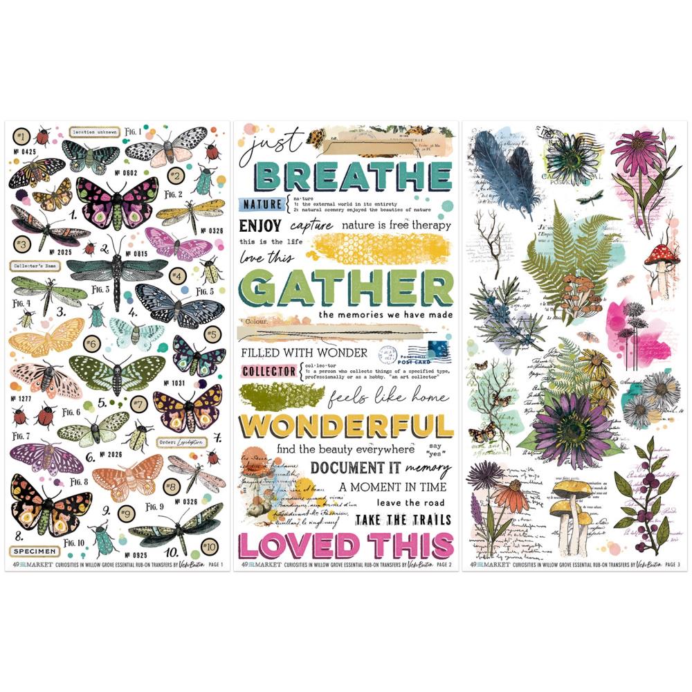49 and Market - Curiosities In Willow Grove - Essential Rub-On Transfer Set by Vicki Boutin