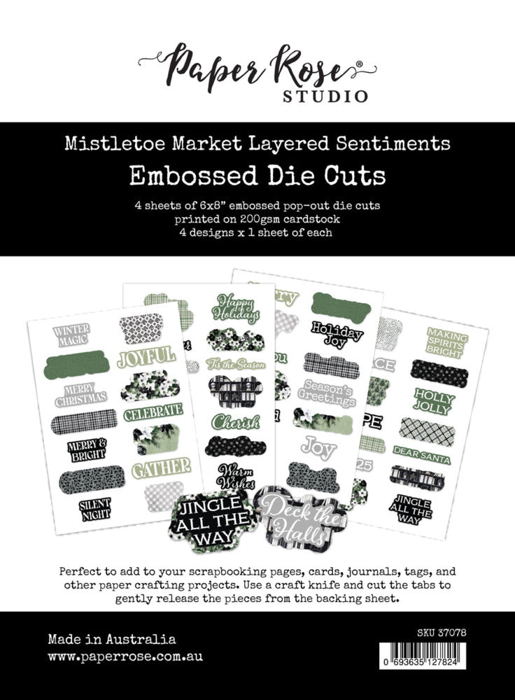 Paper Rose - Mistletoe Market - Layered Sentiments Embossed Die Cuts