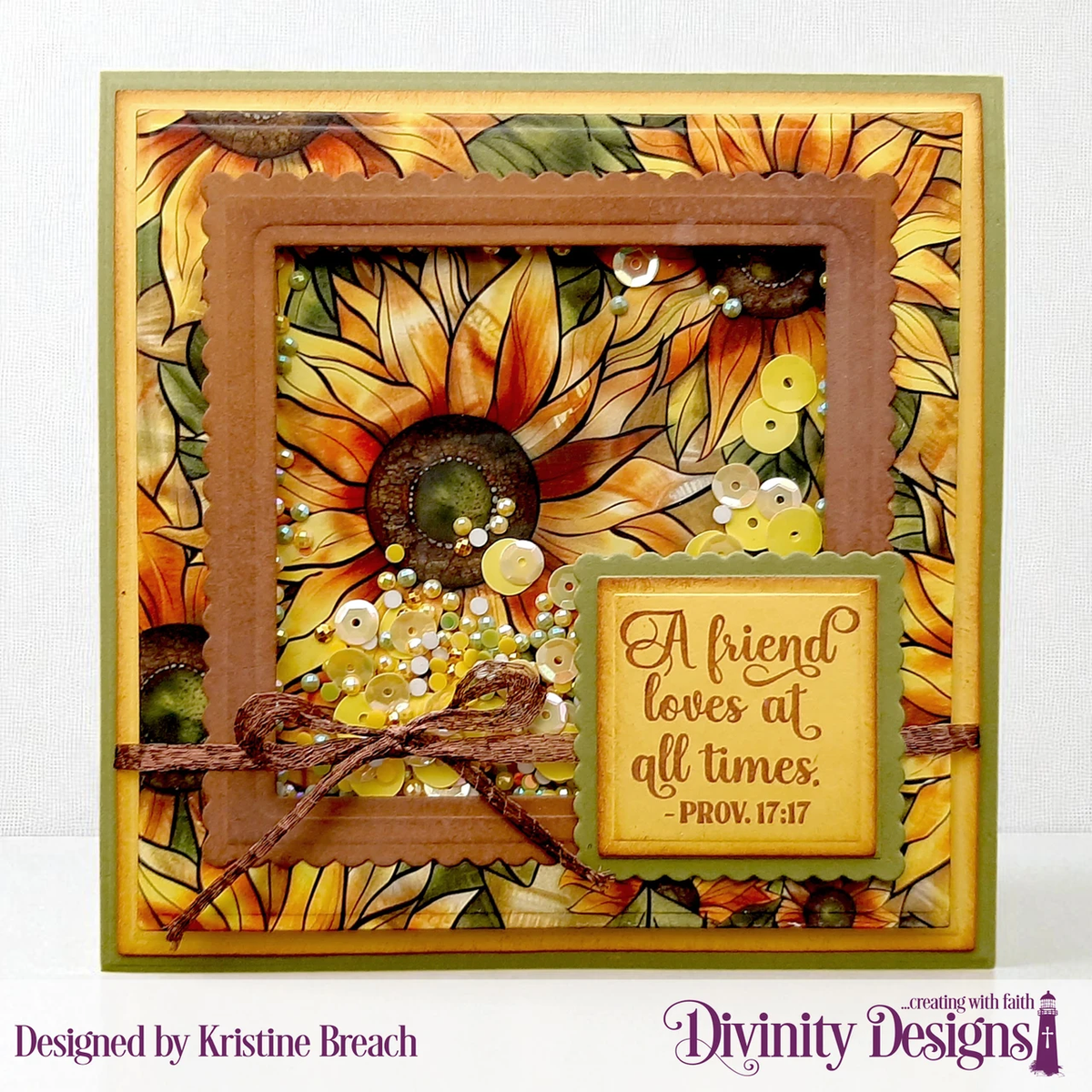 Divinity Designs - Square Card Fronts - Stained Glass Sunflower
