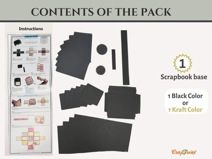 CrafTreat - Blank Precut Album Base - Expanding Foilo: Black