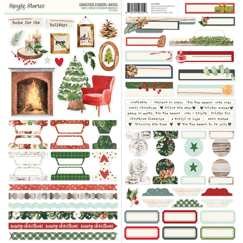 Simple Stories - Simple Vintage Evergreen Memories - Cardstock Stickers: Basics
