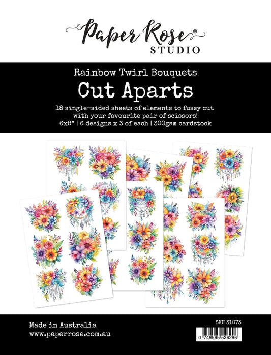 Paper Rose - Rainbow Twirl - Bouquets Cut Aparts