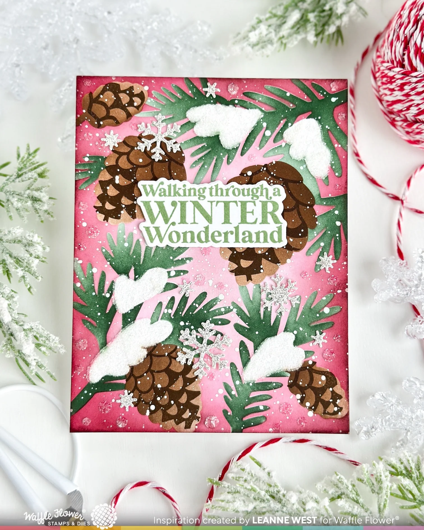 Waffle Flower - Snowcapped Pinecone Details Stamp Set