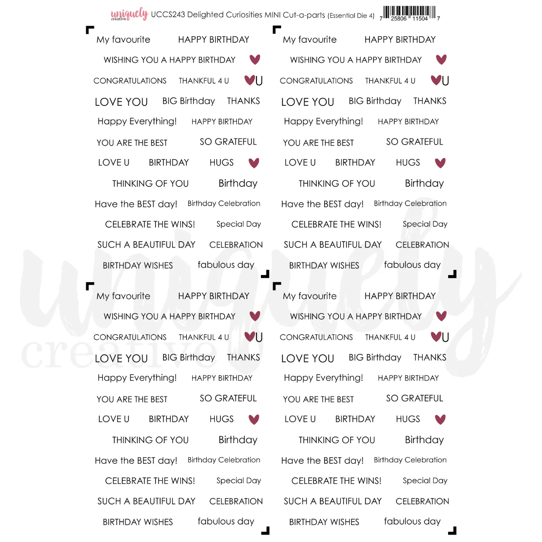 Uniquely Creative - Delighted Curiosities - Mini Cut-A-Part Sheet