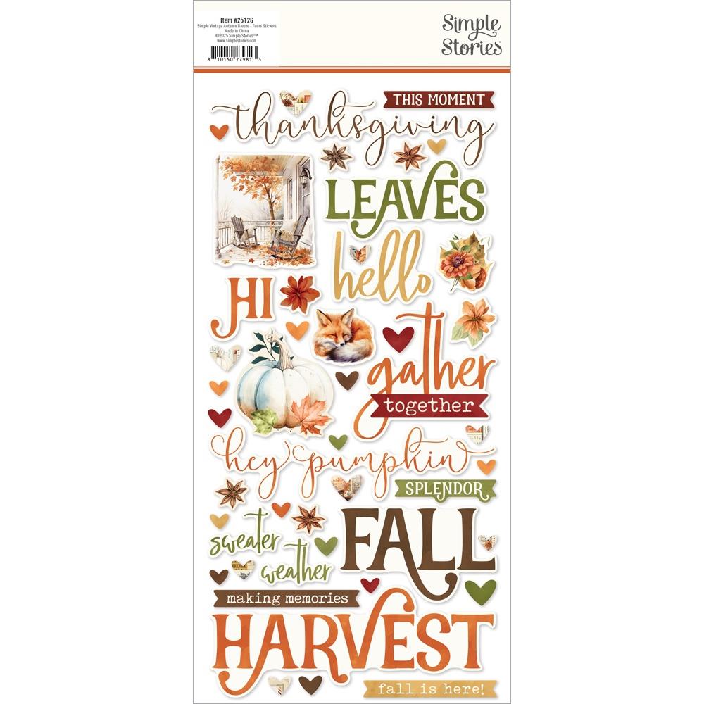 Simple Stories - Simple Vintage Autumn Breeze - Foam Stickers
