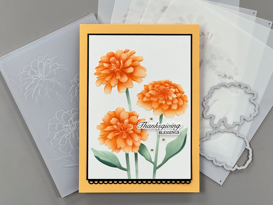 Gina K. - Sensational Zinnias 3D Embossing Folder, Die & Stencil Bundle