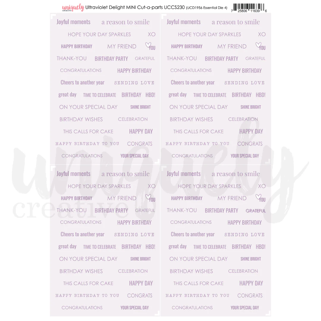Uniquely Creative - Ultraviolet Delight - Mini Cut-A-Part Sheet