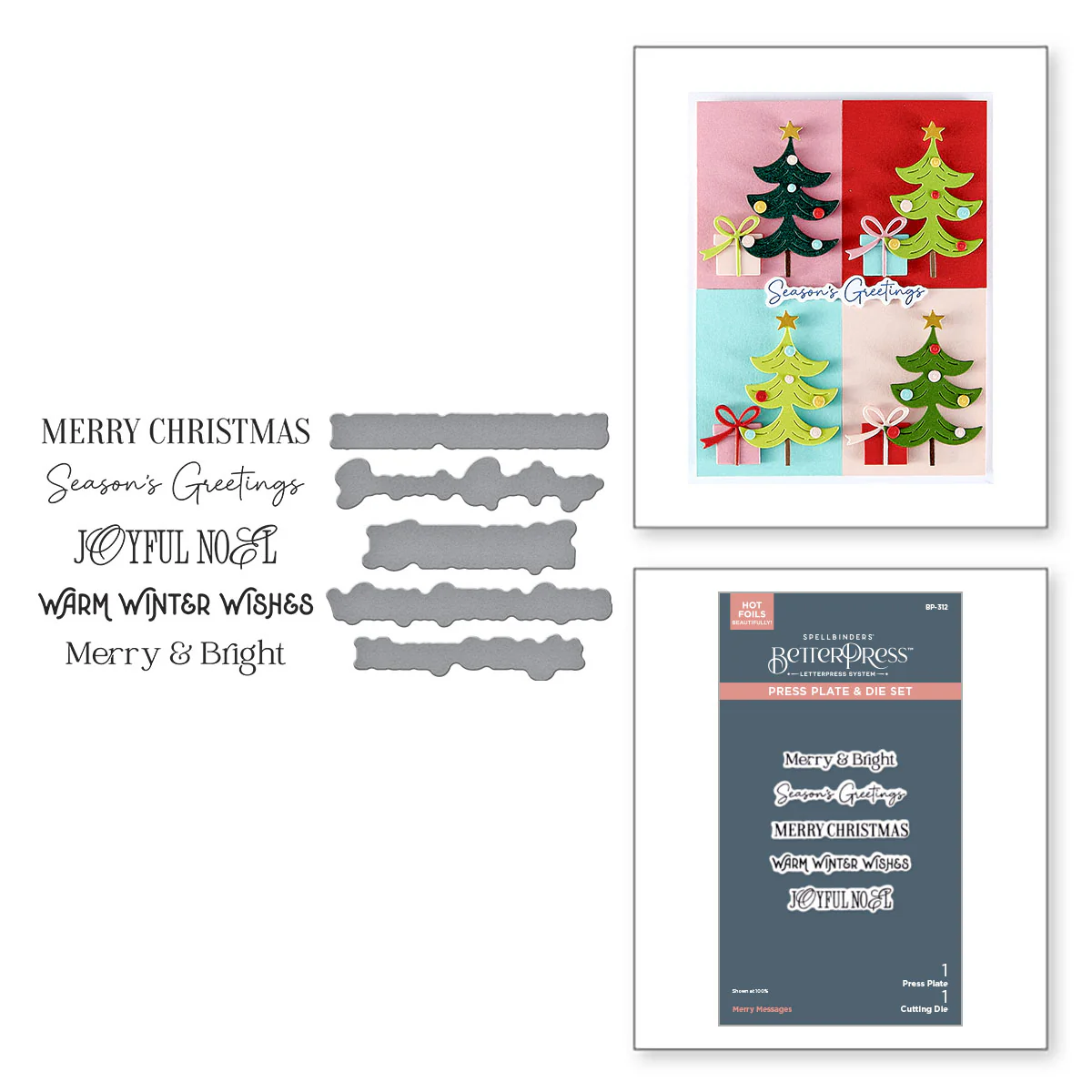 Spellbinders - BetterPress - Merry Messages Plate & Die Bundle