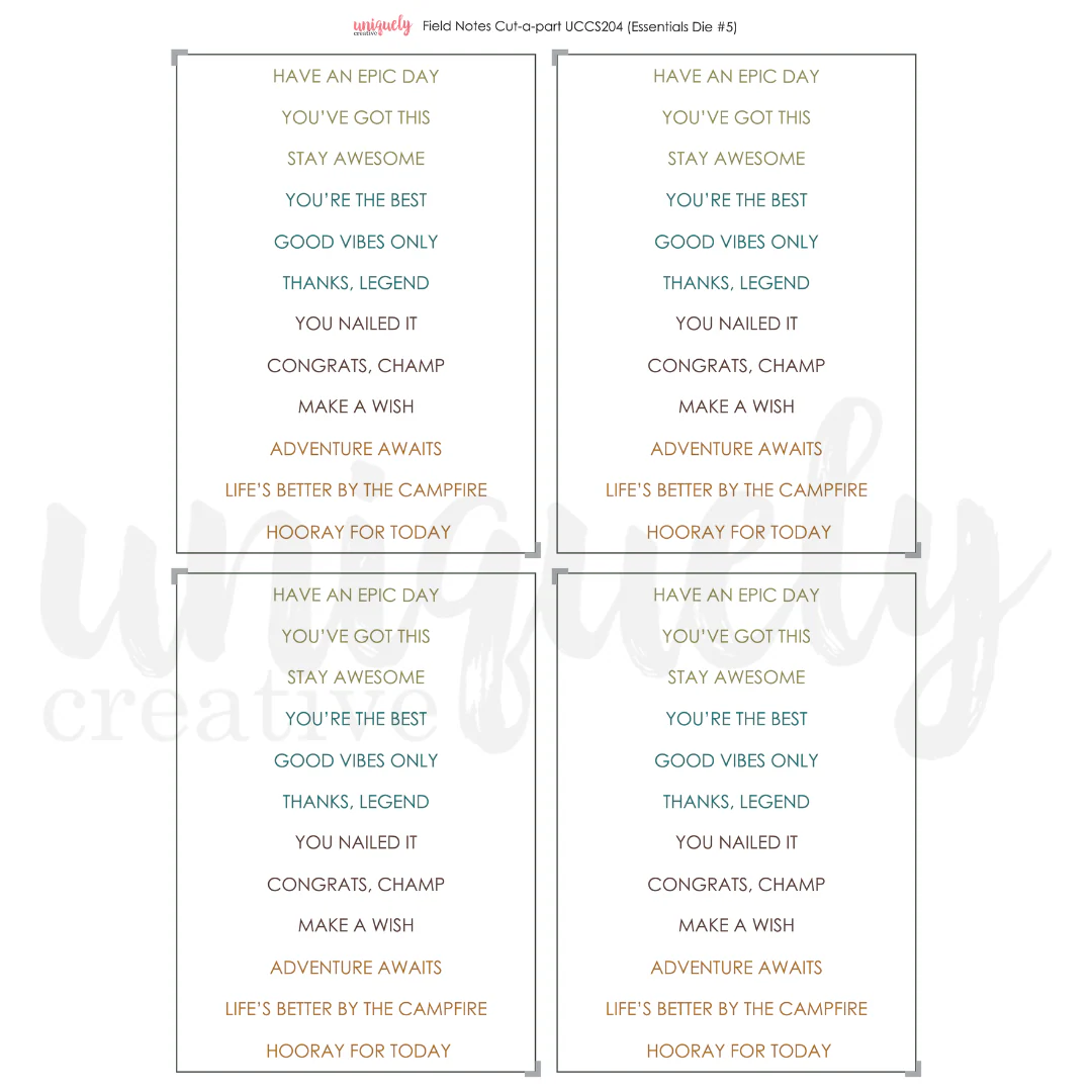 Uniquely Creative - Field Notes - Mini Cut-a-Part Sheet