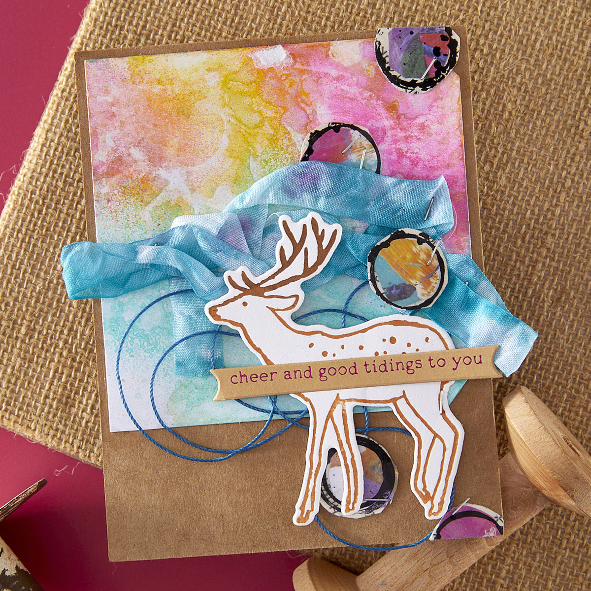 Spellbinders - BetterPress - Cheer and Good Tidings Deer Registration Press Plate & Die Bundle by Dina Wakley