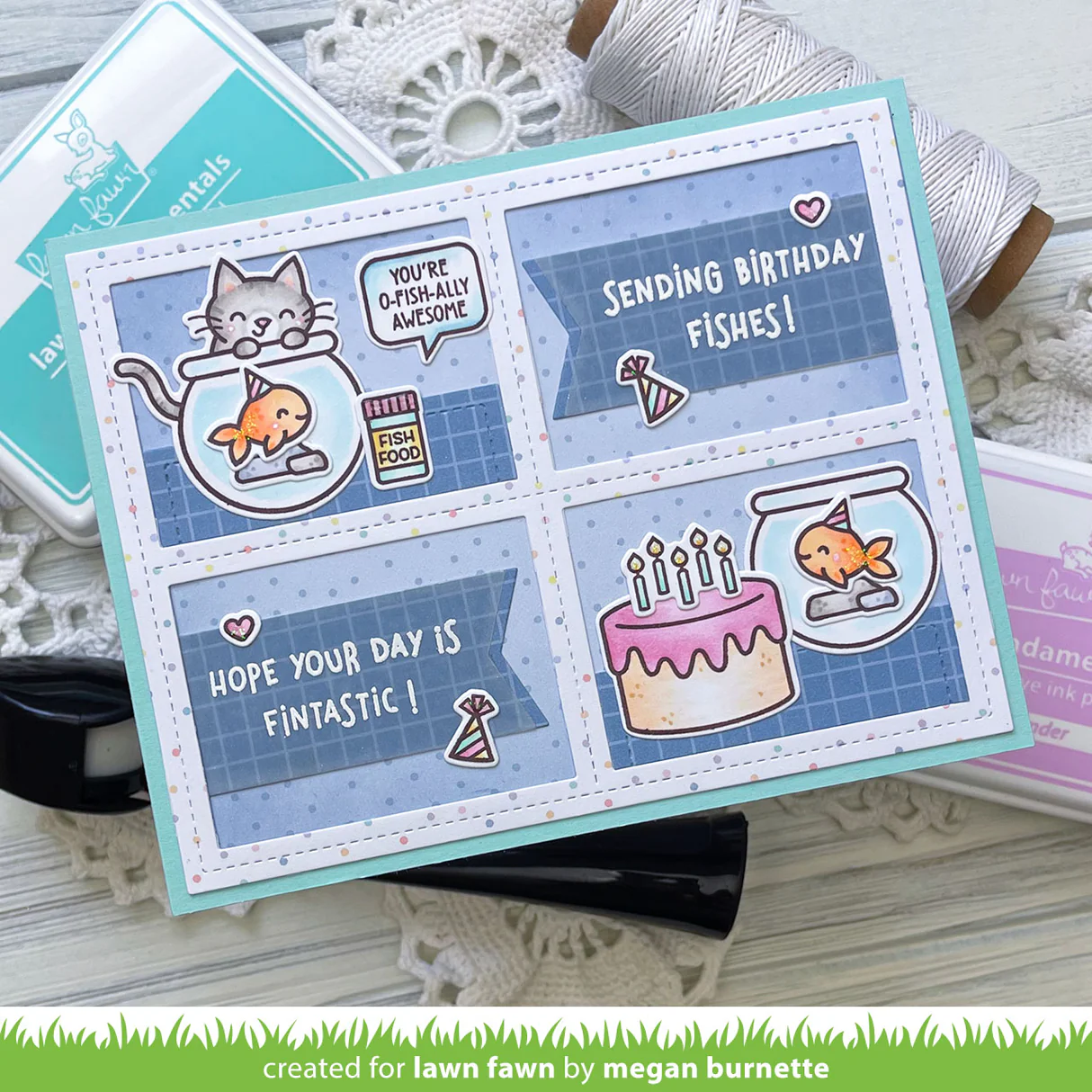 Lawn Fawn - Keep On Swimming Add-On Stamp, Die & Stencil Bundle