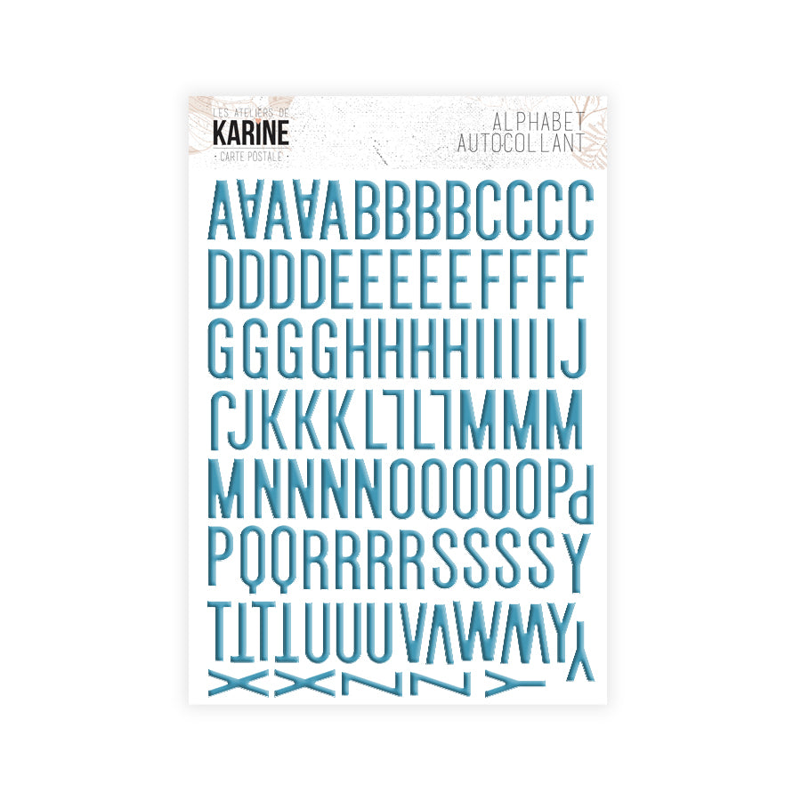 Les Ateliers de Karine - Carte Postale - Turquoise Alphabet Stickers