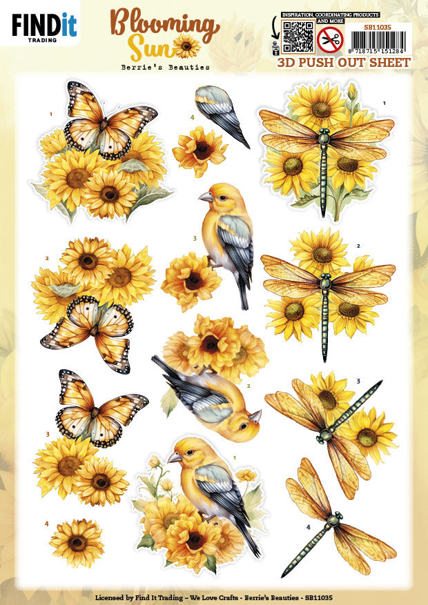 Find It Trading - Blooming Sun 3D Push Out Sheet - Golden Meadow